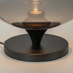 Straluma Stijlvolle tafellamp zwart met smoke/titanium glazen bol><noscript><img width=