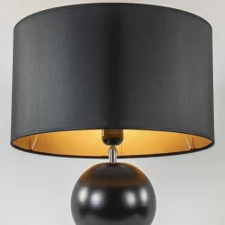 Straluma Stijvolle tafellamp keramiek zwart met kap zwart/goud><noscript><img width=