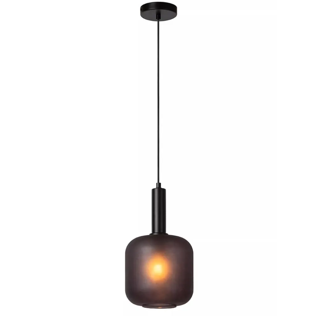 Straluma Stoere hanglamp zwart met mat zwart glas> Eetkamerverlichting|Hanglampen