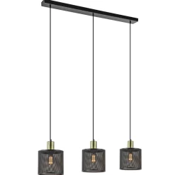 Straluma Stoere 3-lichts hanglamp mat zwart met goud> Eettafellampen|Pendel Lampen