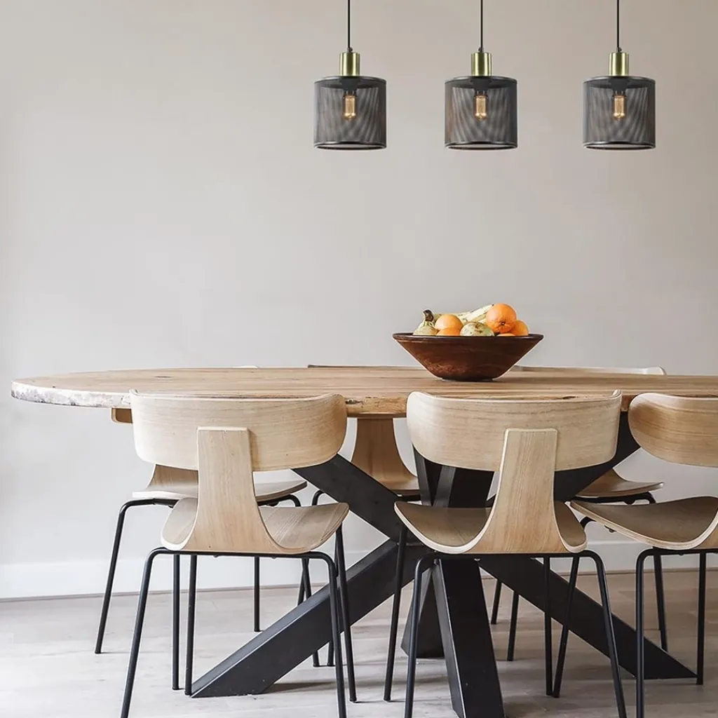 Straluma Stoere 3-lichts hanglamp mat zwart met goud> Eettafellampen|Pendel Lampen