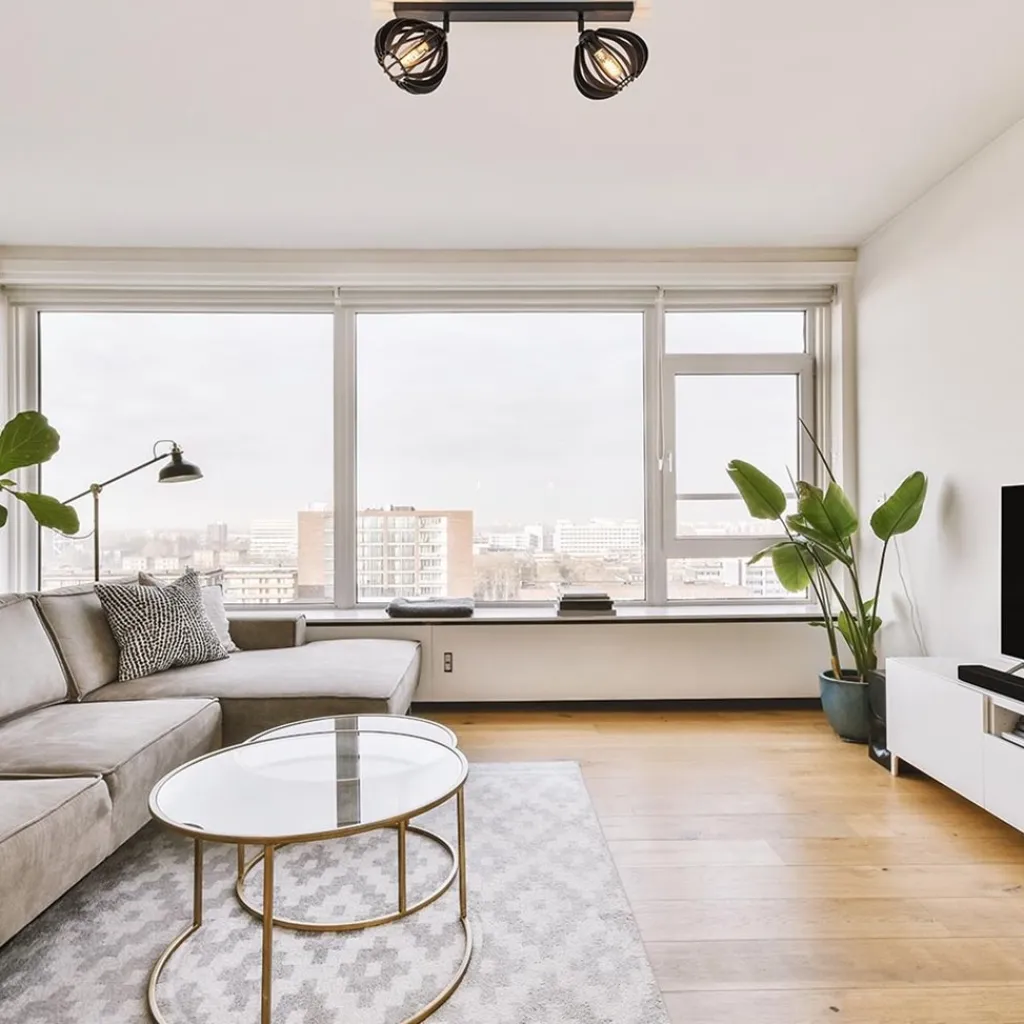 Straluma Stoere 2-lichts plafondlamp met houten kappen zwart> Plafondlampen|Botanische Verlichting