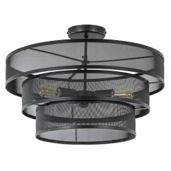 Straluma Stoere ronde plafondlamp mat zwart metaal 56 cm> Keukenverlichting|Plafondlampen
