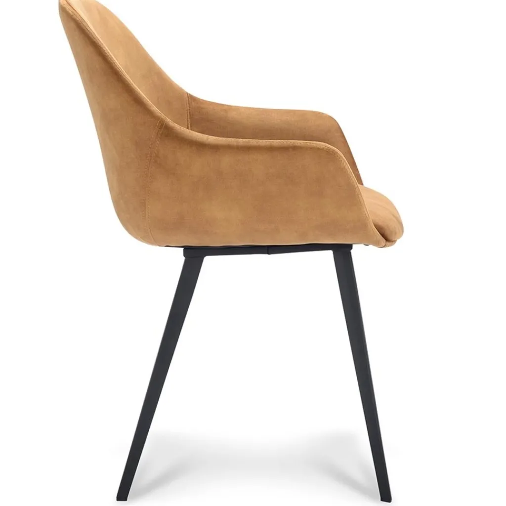 Straluma Stoffen armstoel cognac met zwarte pootjes> Eetkamerstoelen