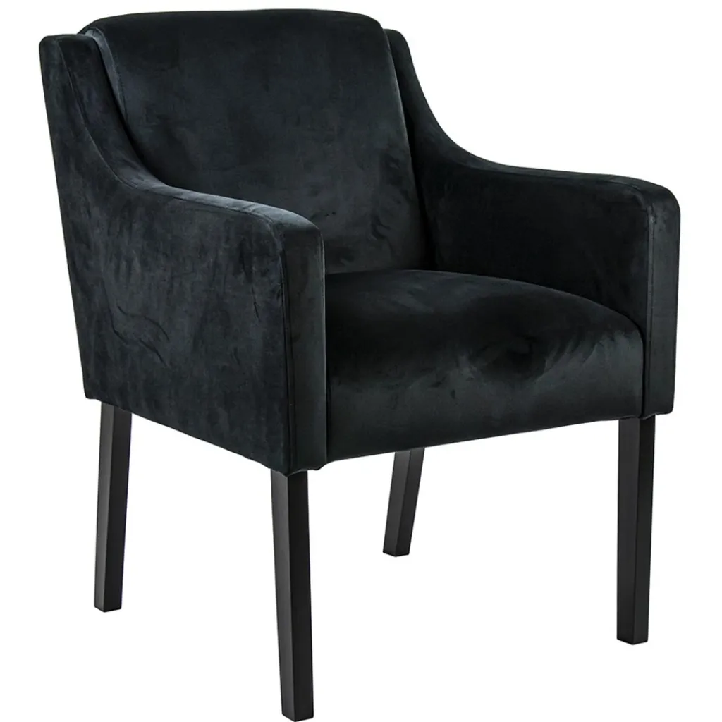 Straluma Stoffen armstoel zwart met zwarte poot> Eetkamerstoelen