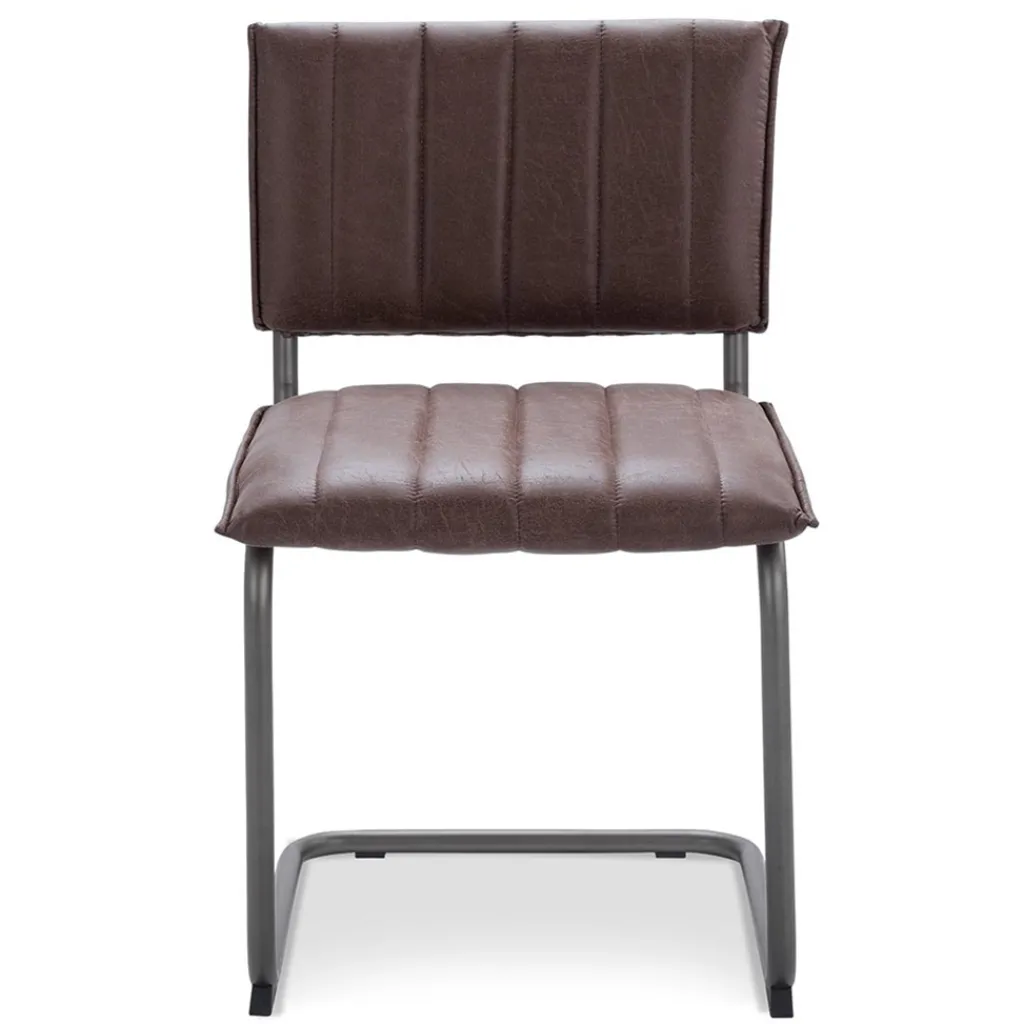 Straluma Stoffen eetkamerstoel bruin met gunmetal onderstel> Eetkamerstoelen