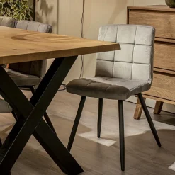 Straluma Stoffen eetkamerstoel grijs met zwarte poot><noscript><img width=