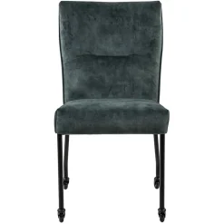 Straluma Stoffen eetkamerstoel met zwarte poot en wieltjes> Eetkamerstoelen