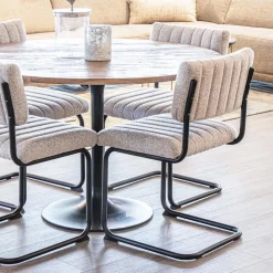 Straluma Stoffen eetkamerstoel met zwart metalen frame><noscript><img width=