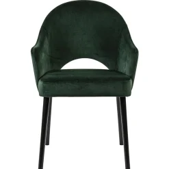 Straluma Stoffen eetkamerstoel velours groen met zwarte houten poot> Eetkamerstoelen