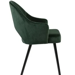 Straluma Stoffen eetkamerstoel velours groen met zwarte houten poot><noscript><img width=