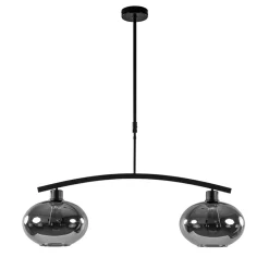 Straluma Strak klassieke hanglamp zwart met smoke glas> Eettafellampen|Eetkamerverlichting