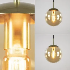 Straluma Strak klassieke hanglamp amber glas met messing 20 cm><noscript><img width=