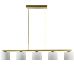 Straluma Strak klassieke hanglamp goud met mat wit glas> Hanglampen|Eettafellampen