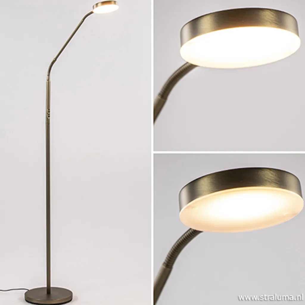 Straluma Strak klassieke leeslamp brons dimbaar> Vloerlampen|Leeslampen