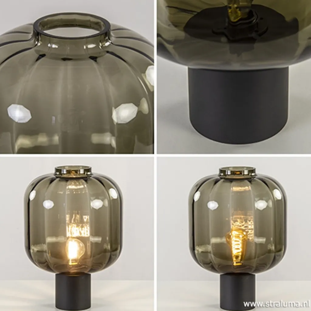 Straluma Strak klassieke tafell. met zwart glas> Woonkamerlampen|Slaapkamerlampen