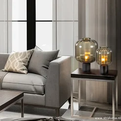 Straluma Strak klassieke tafell. met zwart glas><noscript><img width=