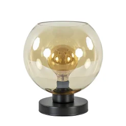 Straluma Strak klassieke tafellamp zwart met amber glas> Tafellampen|Klassieke Verlichting