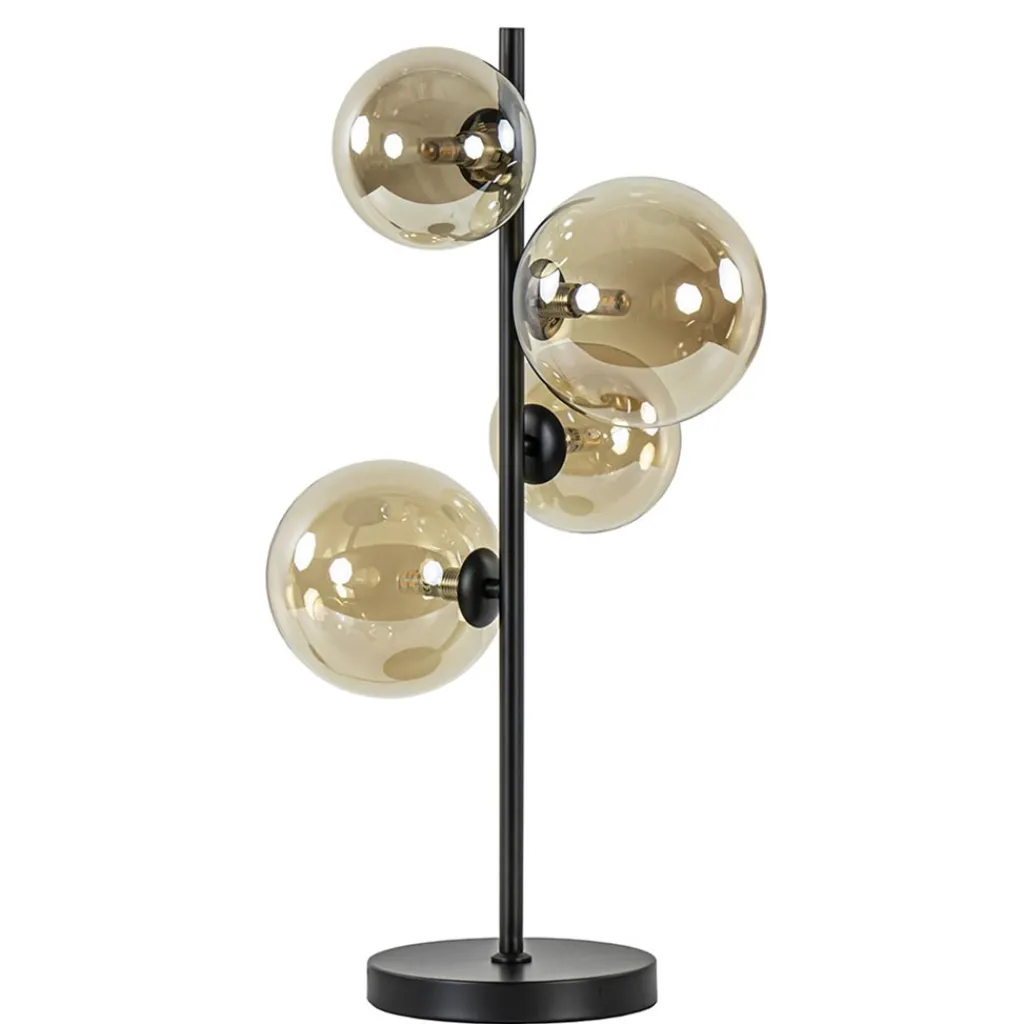 Straluma Strak klassieke tafellamp zwart met amber glas> Woonkamerlampen|Slaapkamerlampen