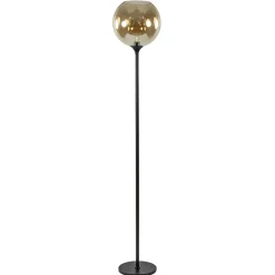 Straluma Strak klassieke vloerlamp zwart met amber glas 30 cm><noscript><img width=