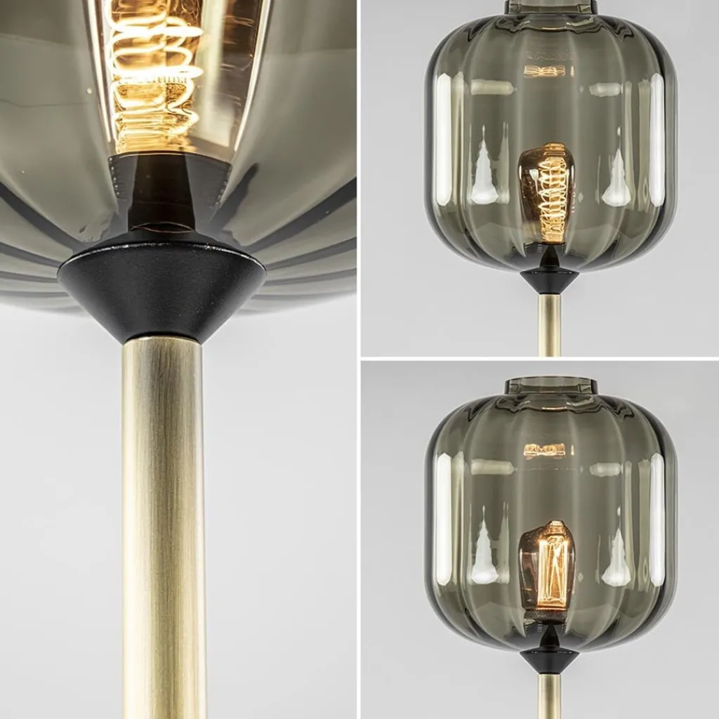 Straluma Strak klassieke vloerlamp brons met zwart en smoke glas> Vloerlampen|Klassieke Verlichting
