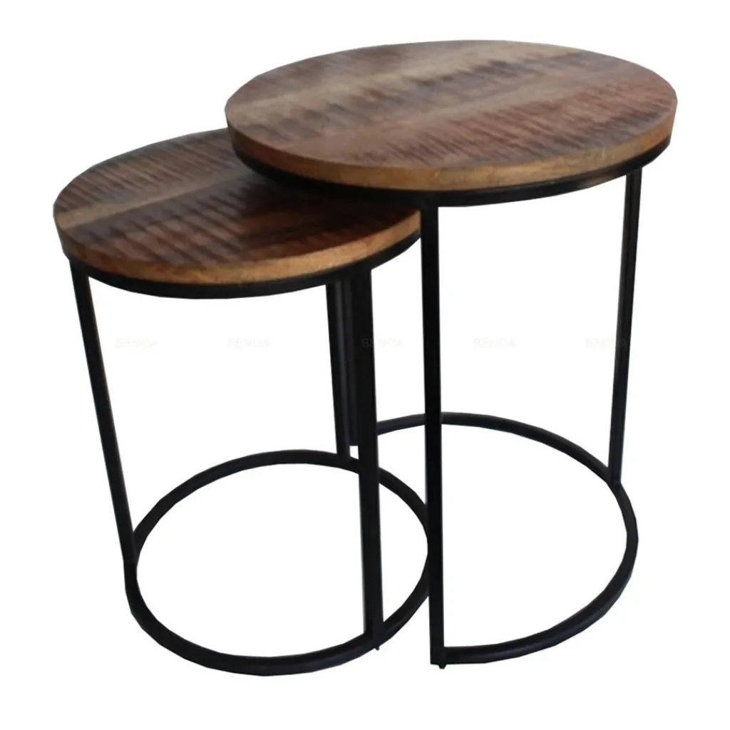 Straluma Tafel set van 2 metaal hout 46/39> Bijzettafels