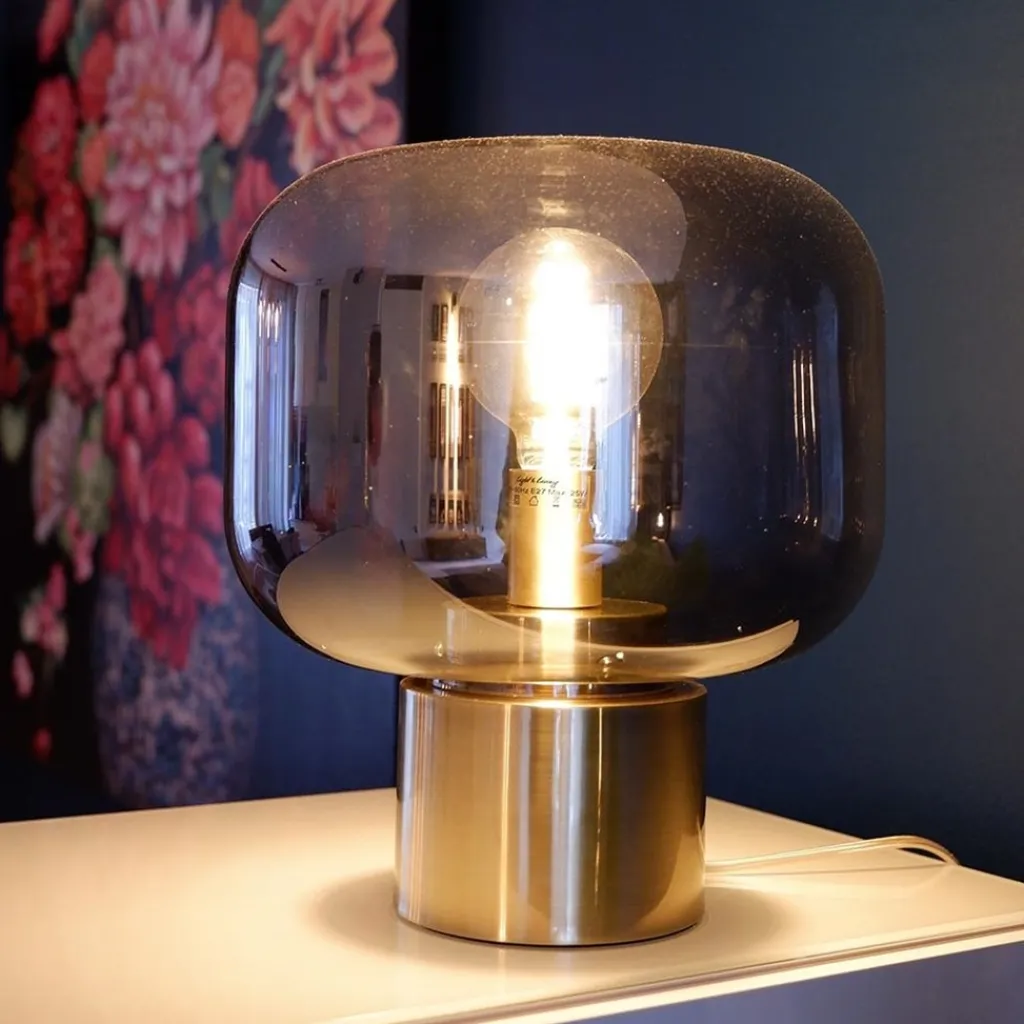 Straluma Tafellamp Arturan brons met smoke glazen kap> Light and Living|Woonkamerlampen