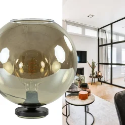 Straluma Tafellamp Bella zwart + smoke glas 30cm><noscript><img width=