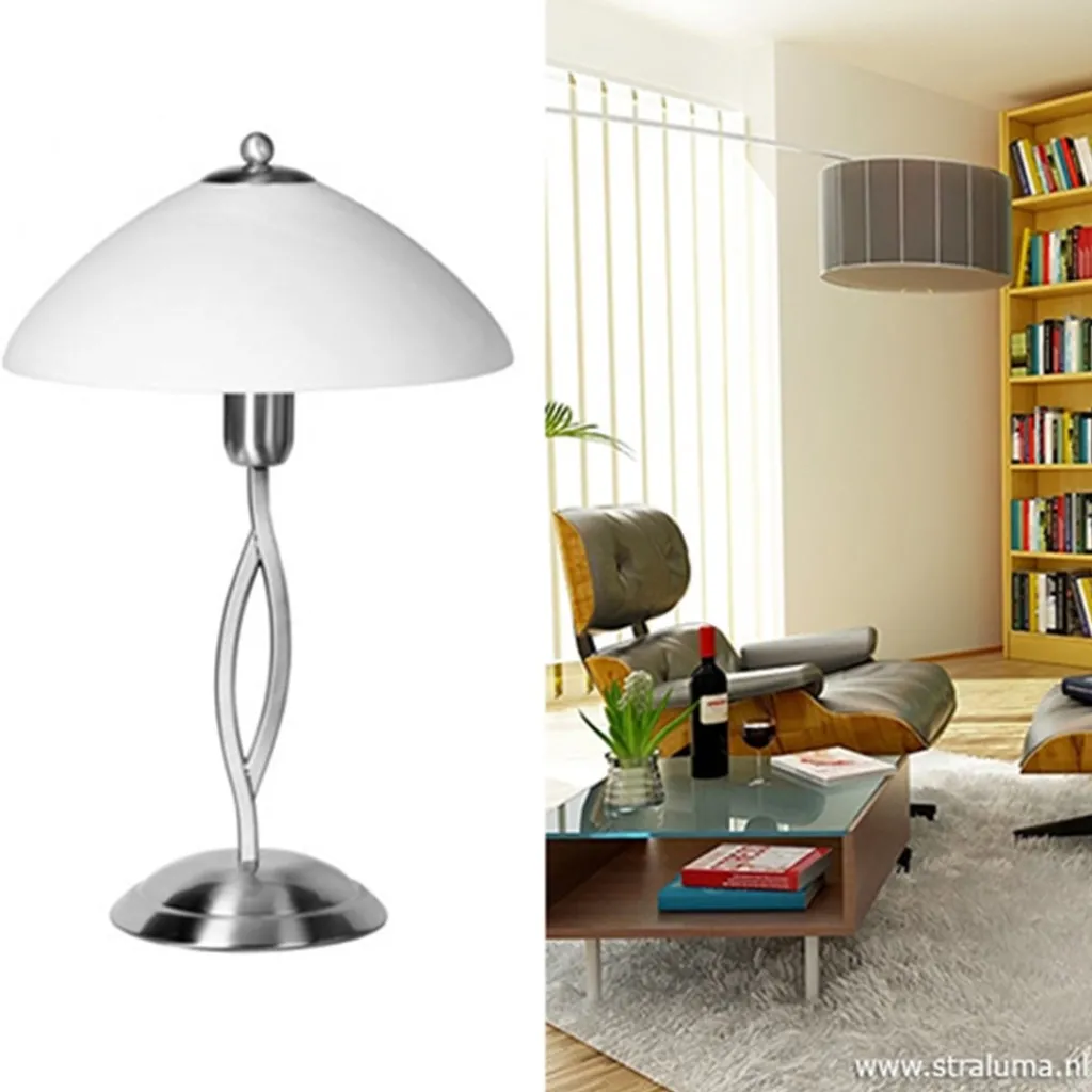 Straluma Tafellamp Capri staal/glas> Nachtkastlampen|Woonkamerlampen
