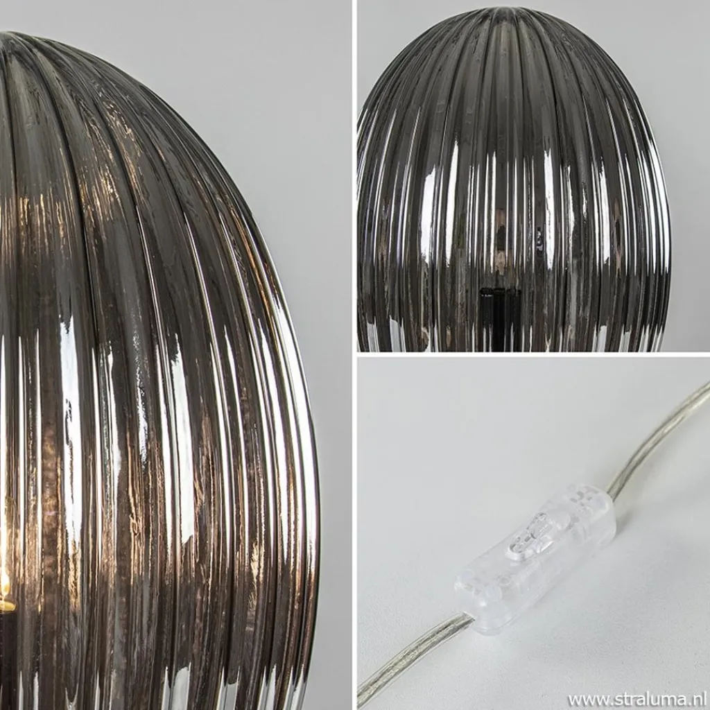 Straluma Tafellamp Egg Rib smoke glas> Tafellampen|Luxe Verlichting