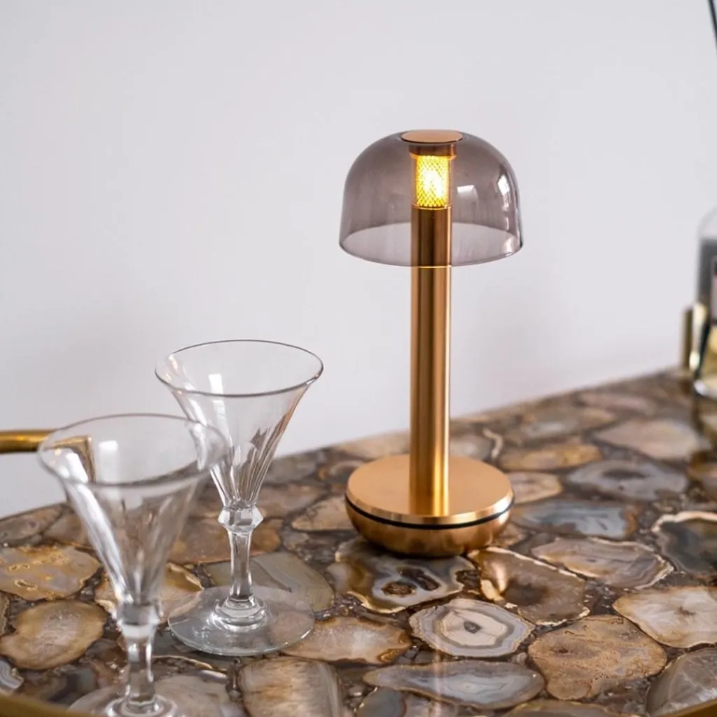 Straluma Tafellamp Humble Two goud/smoke oplaadbaar> Tafellampen|Keukenverlichting