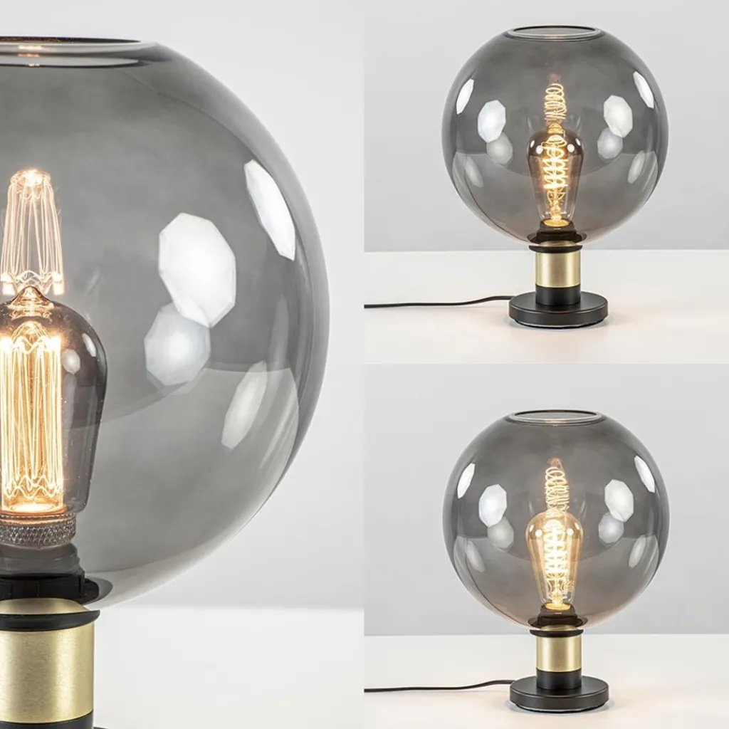 Straluma Tafellamp Lazise 25cm zwart/smoke/goud> Tafellampen|Klassieke Verlichting