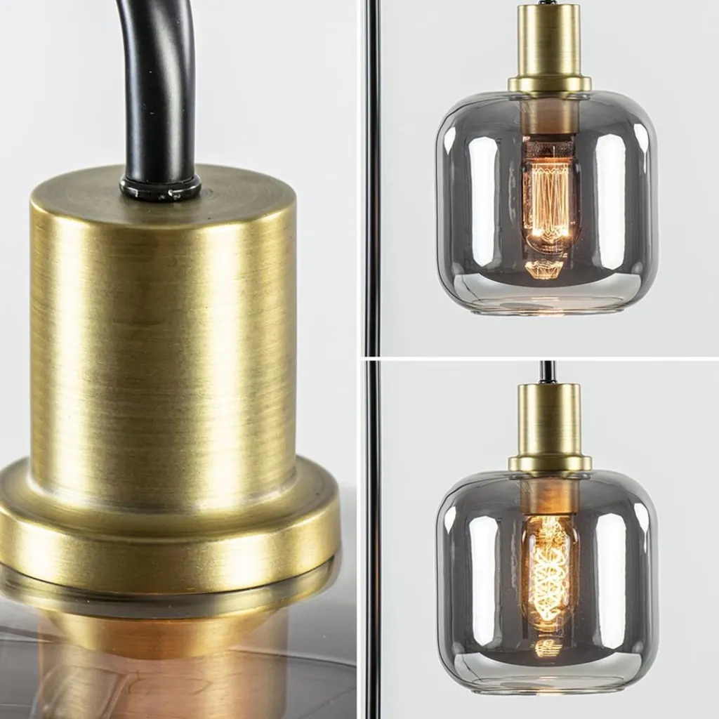 Straluma Tafellamp Lekar zwart/brons met smoke glazen kap> Light and Living|Woonkamerlampen