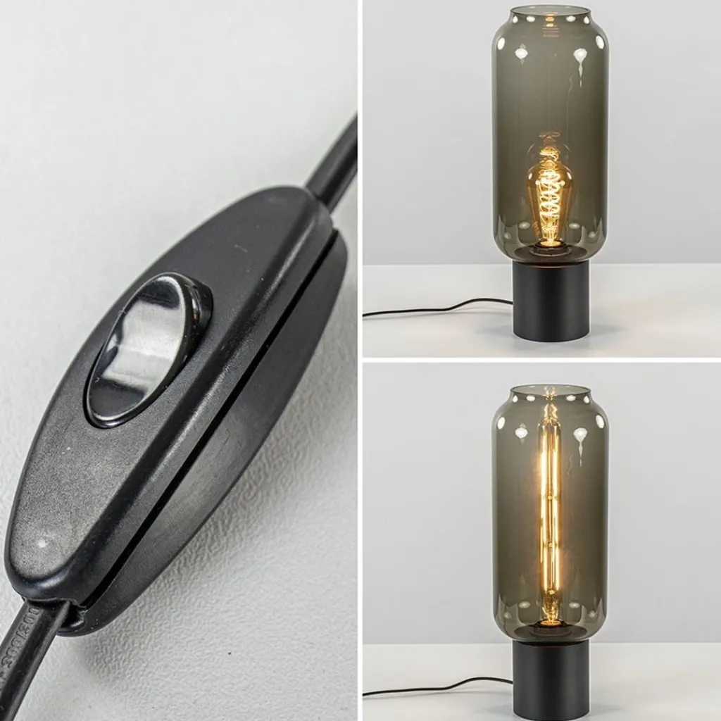 Straluma Tafellamp Lett zwart + smoke glas 13cm> Tafellampen|Design Verlichting