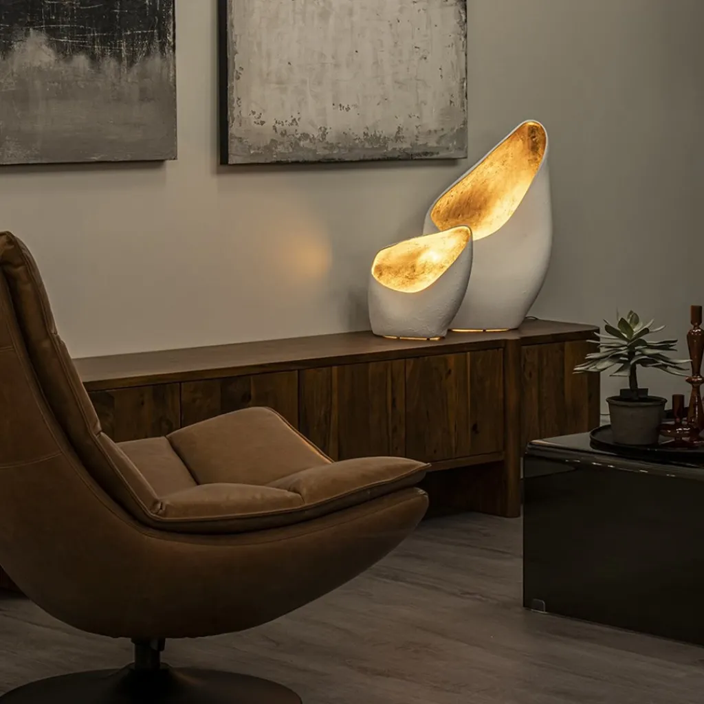 Straluma Tafellamp mat wit met goldleaf groot> Tafellampen|Decoratieve Verlichting