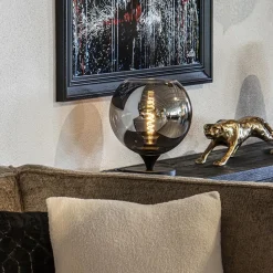 Straluma Tafellamp mat zwart met smoke glas 25 cm><noscript><img width=