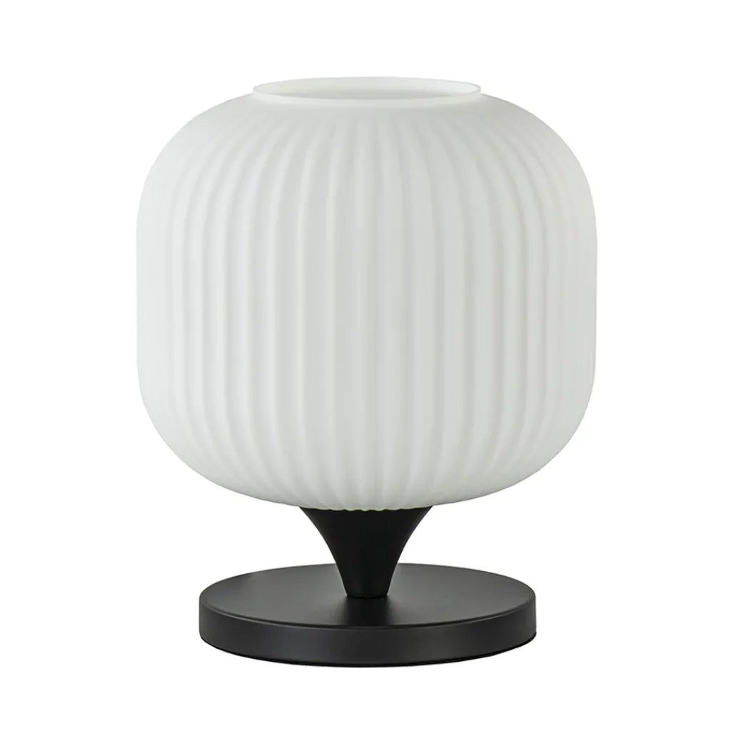 Straluma Tafellamp mat zwart met wit glas> Tafellampen|Retro Verlichting