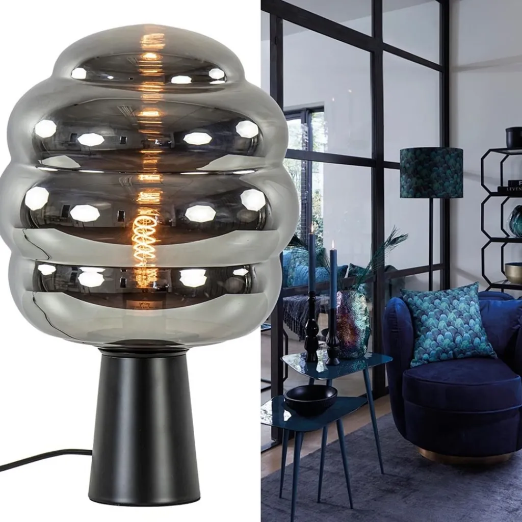 Straluma Tafellamp Misty zwart + titanium glas> Tafellampen|Light and Living