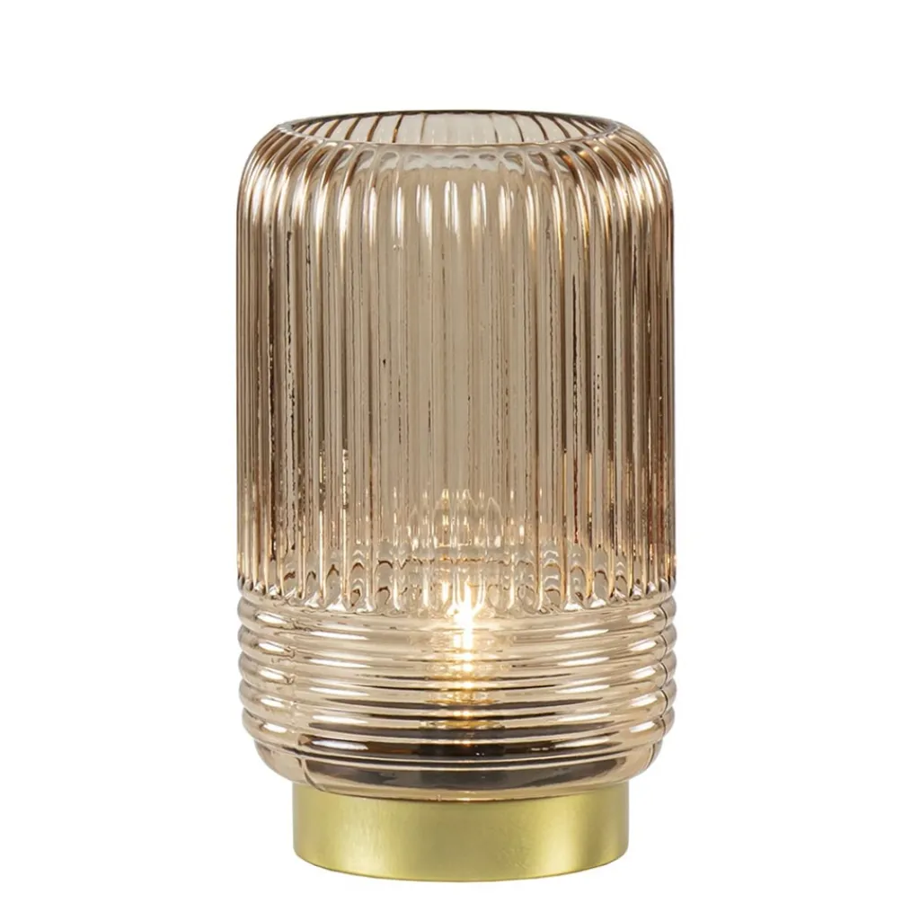 Straluma Tafellamp op batterij Lipa amber glas> Light and Living|Woonkamerlampen