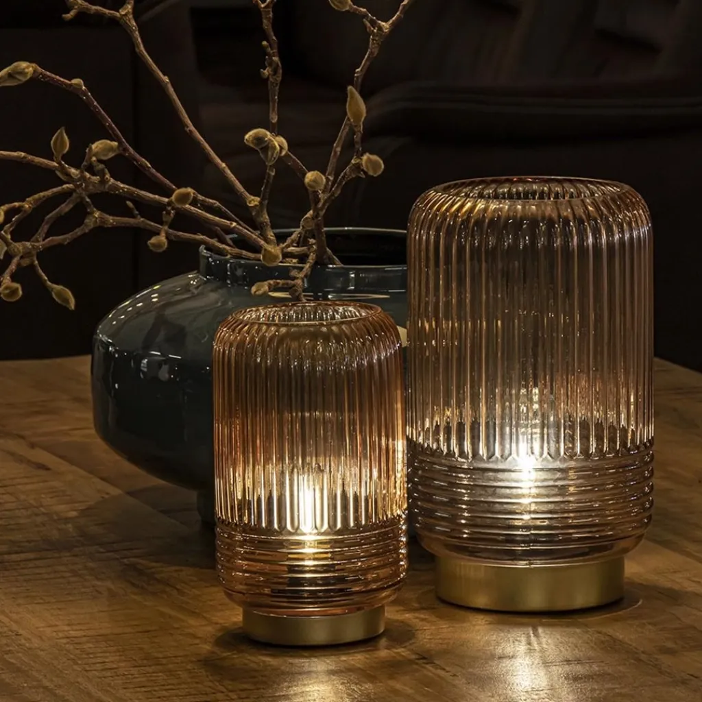 Straluma Tafellamp op batterij Lipa amber glas> Light and Living|Woonkamerlampen