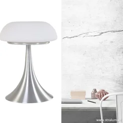 Straluma Tafellamp Purissima staal met opaal glas><noscript><img width=