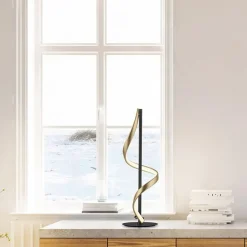 Straluma Tafellamp Q-Swing zwart/matgoud remote cct><noscript><img width=