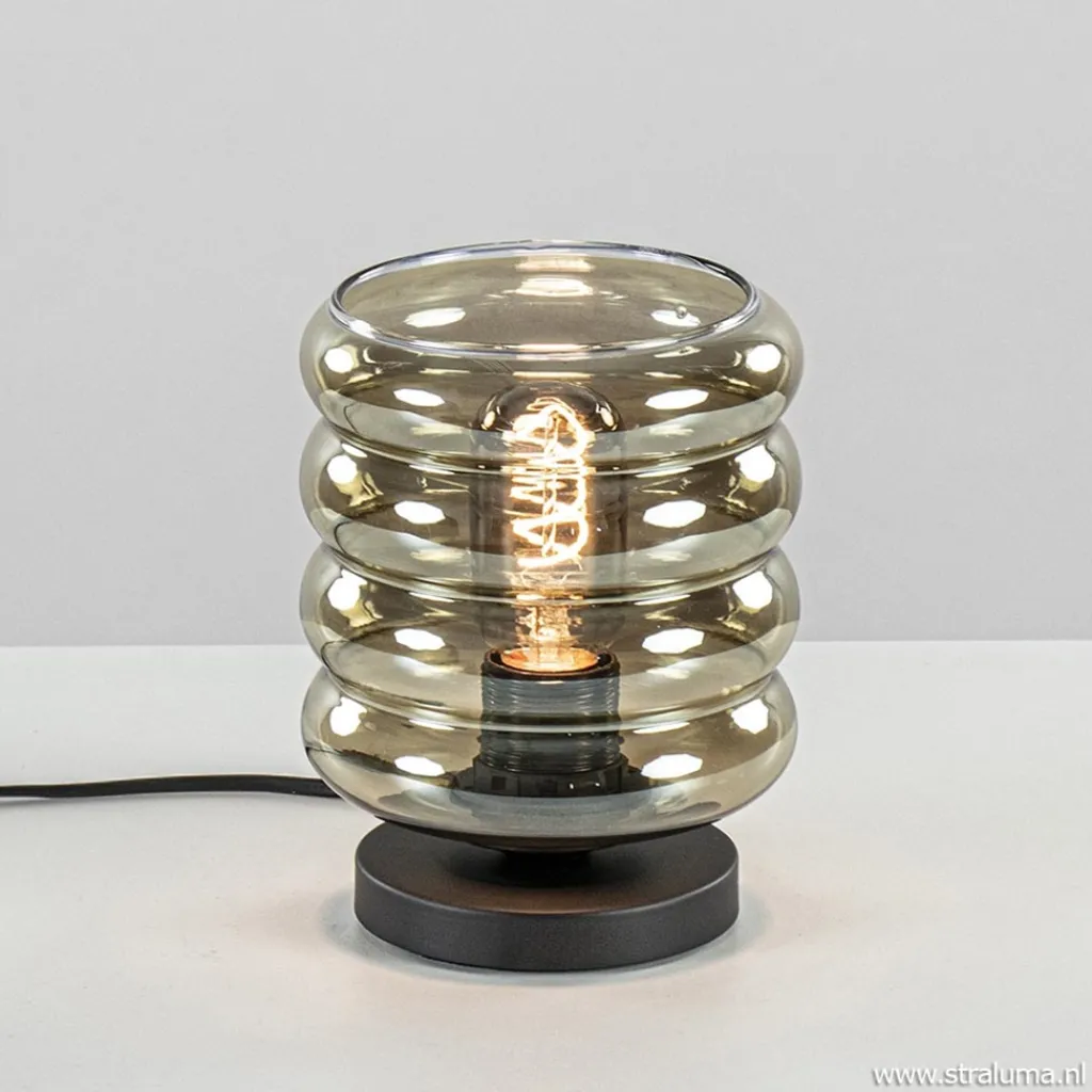 Straluma Tafellamp Quinto cilinder rib smoke/zw> Tafellampen|Industriële Verlichting