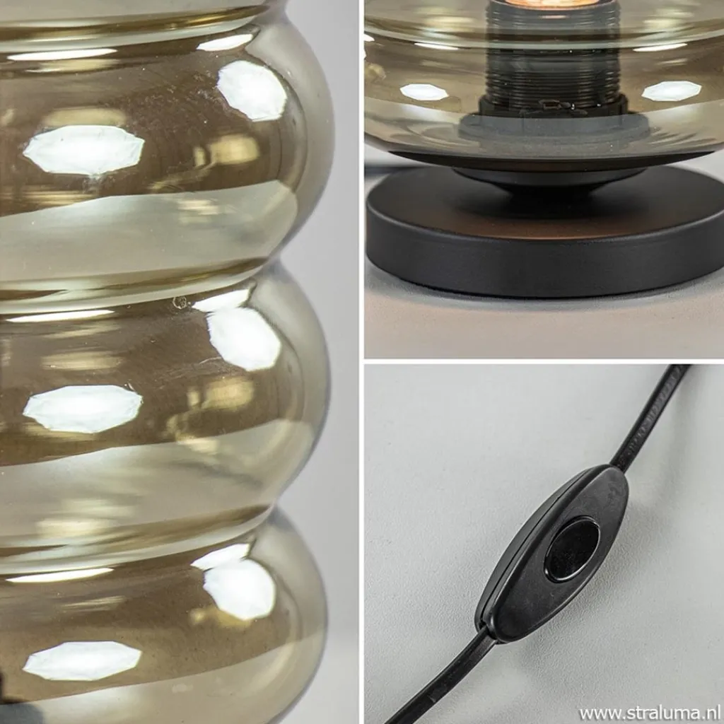 Straluma Tafellamp Quinto cilinder rib smoke/zw> Tafellampen|Industriële Verlichting