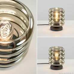 Straluma Tafellamp Quinto cilinder rib smoke/zw><noscript><img width=