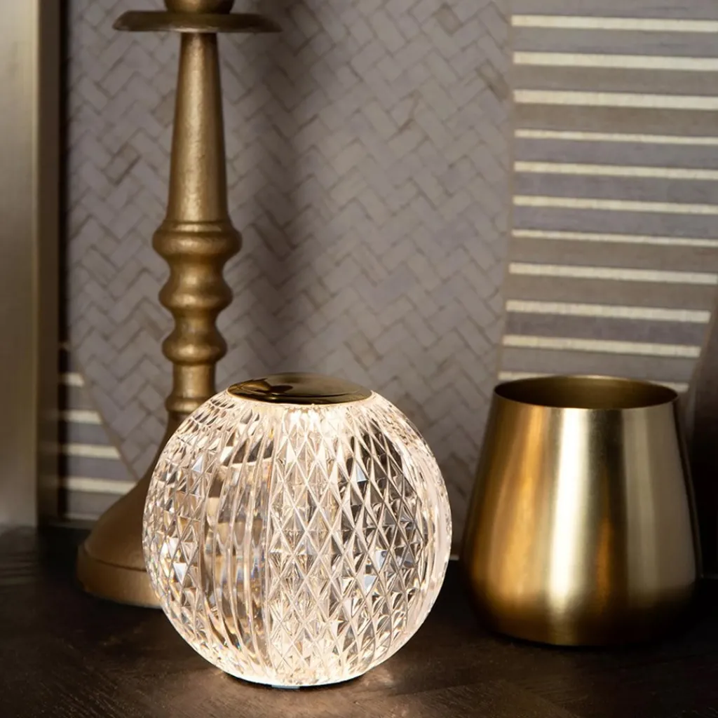 Straluma Tafellamp transparant/goud oplaadbaar en dimbaar> Tafellampen|Tienerkamerlampen