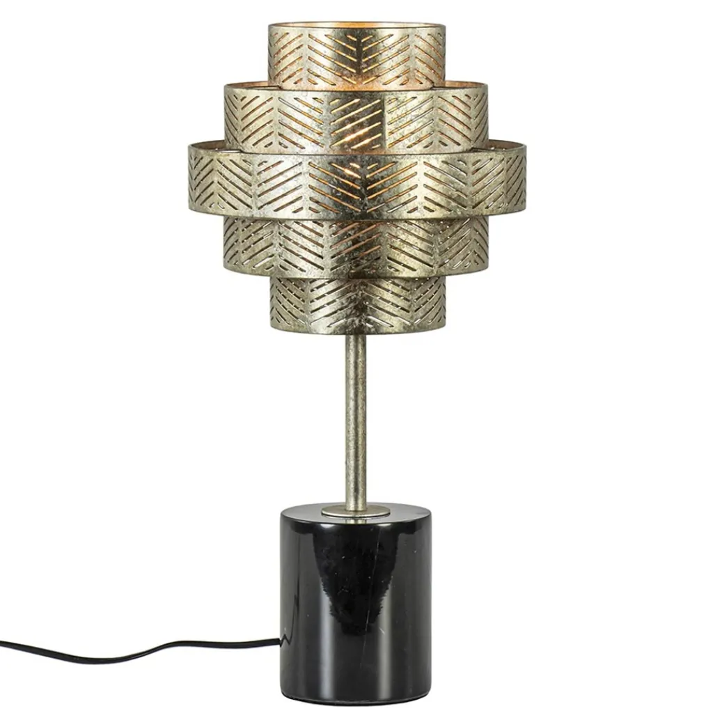 Straluma Tafellamp Vegas oud zilver/marmer zwart> Tafellampen|Decoratieve Verlichting