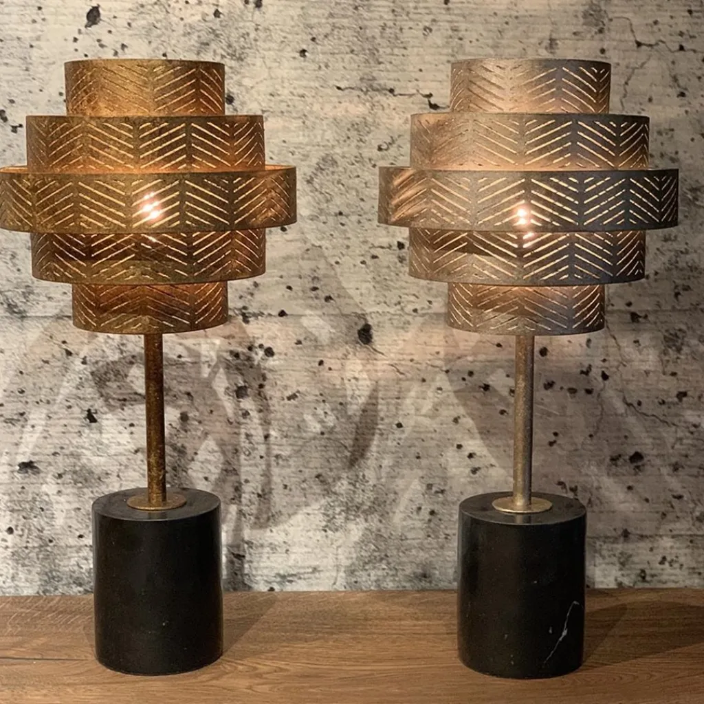 Straluma Tafellamp Vegas oud zilver/marmer zwart> Tafellampen|Decoratieve Verlichting