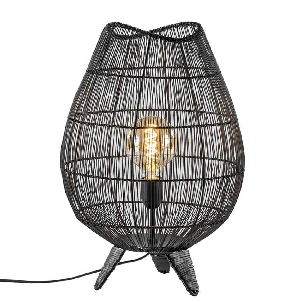 Straluma Tafellamp Yumi zwart op pootjes Light and Living> Tafellampen|Draadlampen