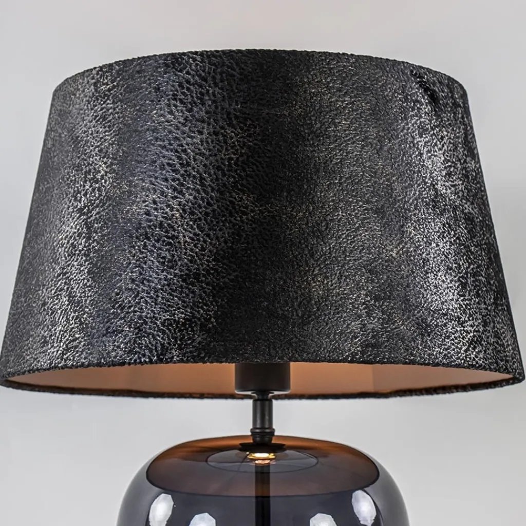 Straluma Tafellamp zwart glas met ronde kap 40 cm> Tafellampen|Schemerlampen